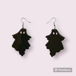 Black ghost resin earrings, made to order